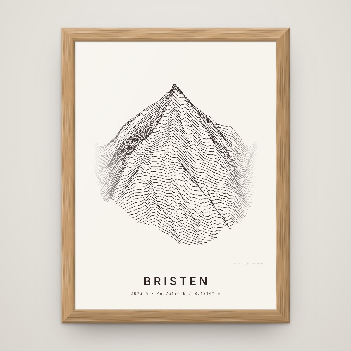 Bristen Poster im Rahmen Eiche an der Wand