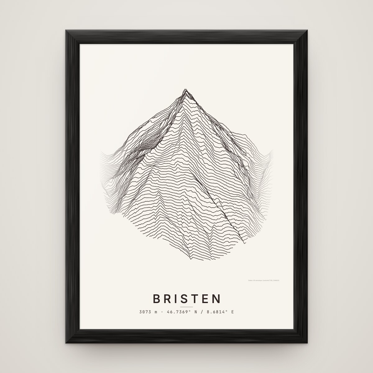 Bristen Poster im Rahmen Schwarz an der Wand