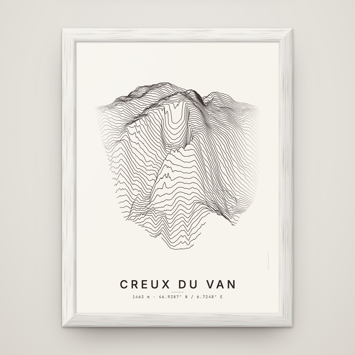 Creux du Van Poster im Rahmen Weiss an der Wand