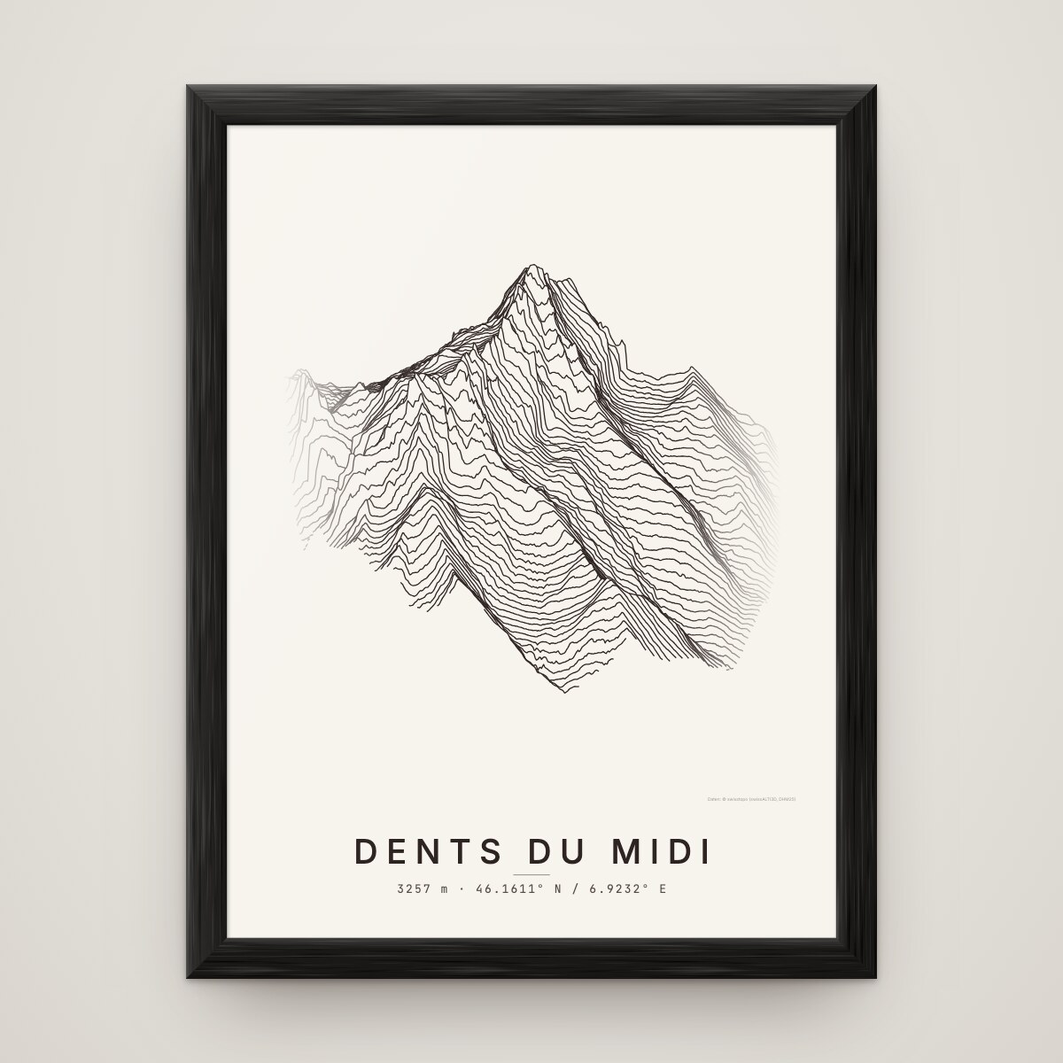 Dents du Midi Poster im Rahmen Schwarz an der Wand