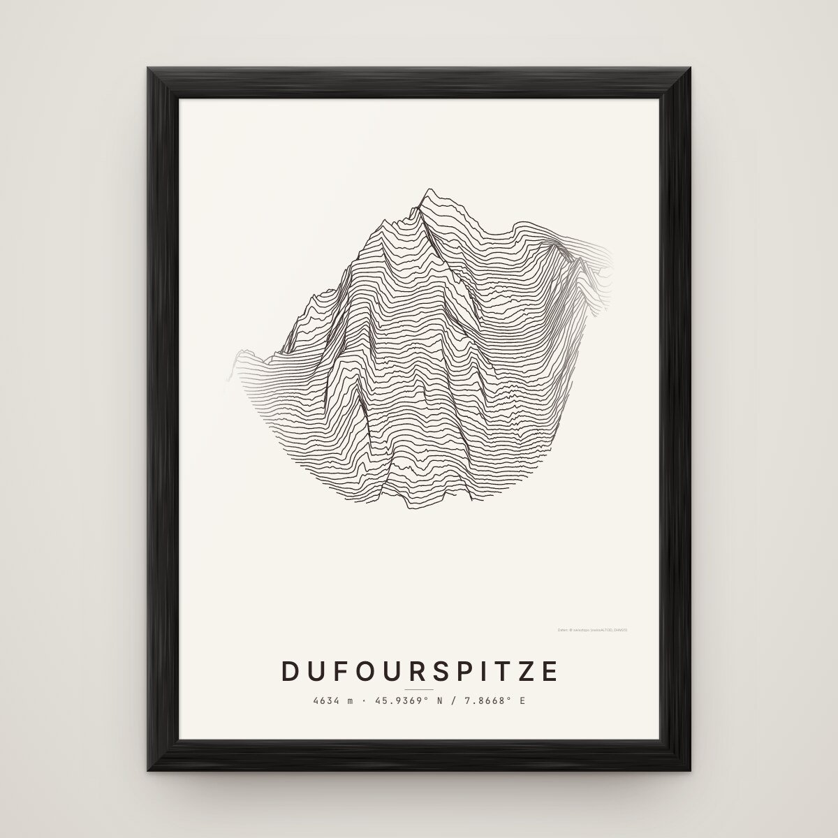 Dufourspitze Poster im Rahmen Schwarz an der Wand