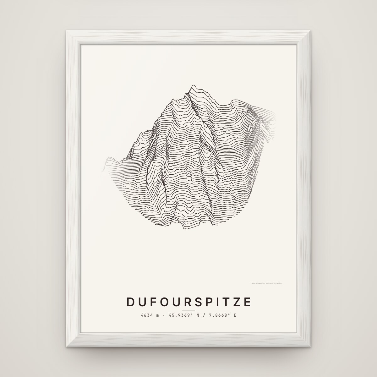 Dufourspitze Poster im Rahmen Weiss an der Wand