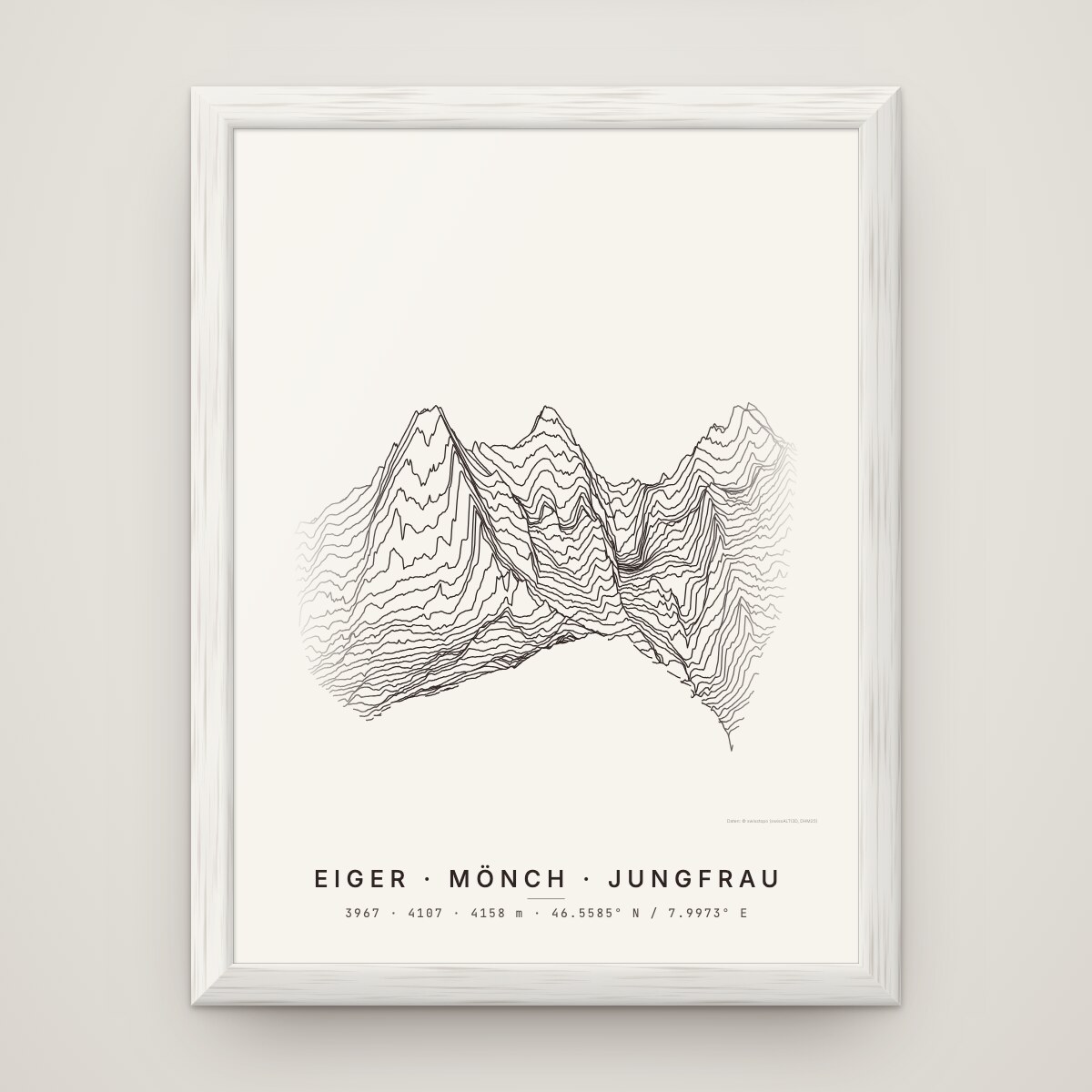 Eiger · Mönch · Jungfrau Poster im Rahmen Weiss an der Wand