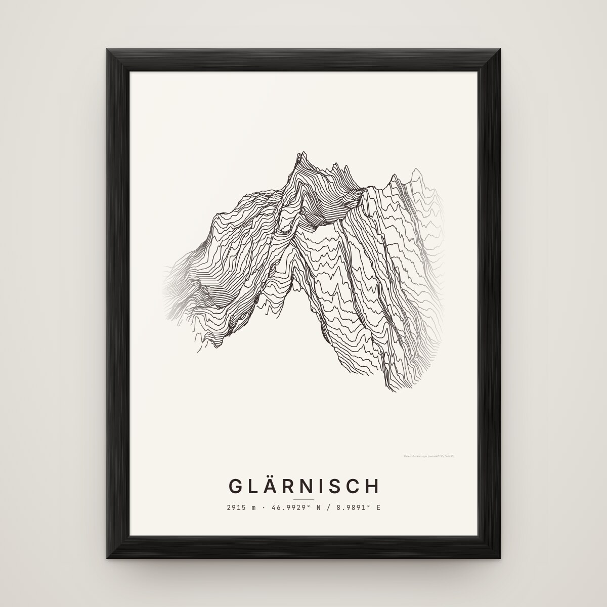 Glärnisch Poster im Rahmen Schwarz an der Wand