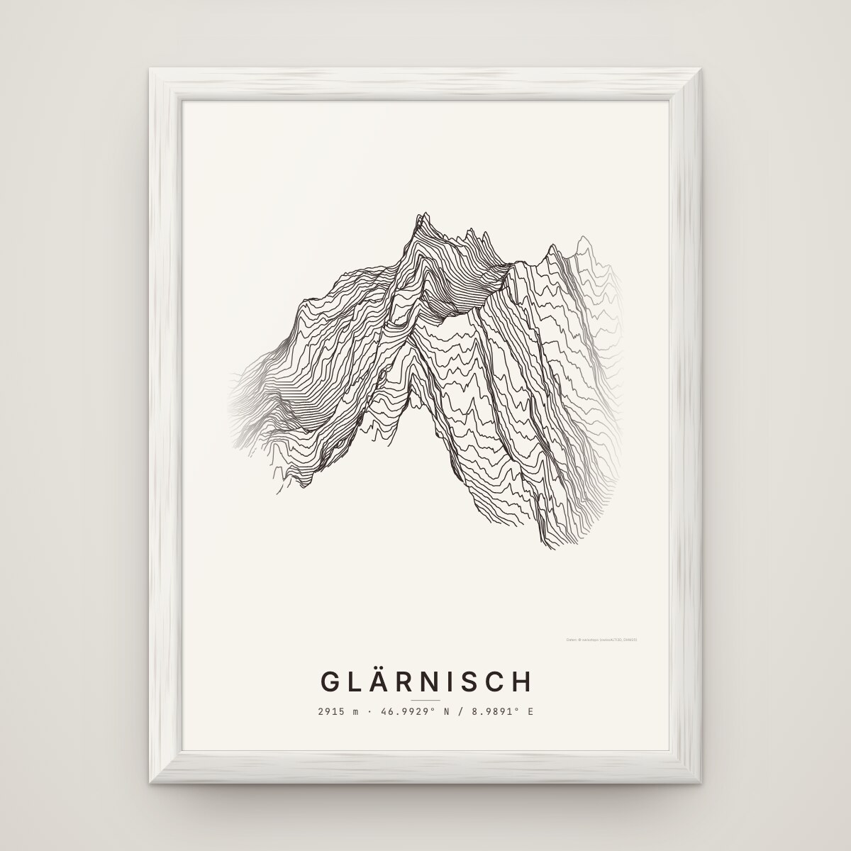 Glärnisch Poster im Rahmen Weiss an der Wand