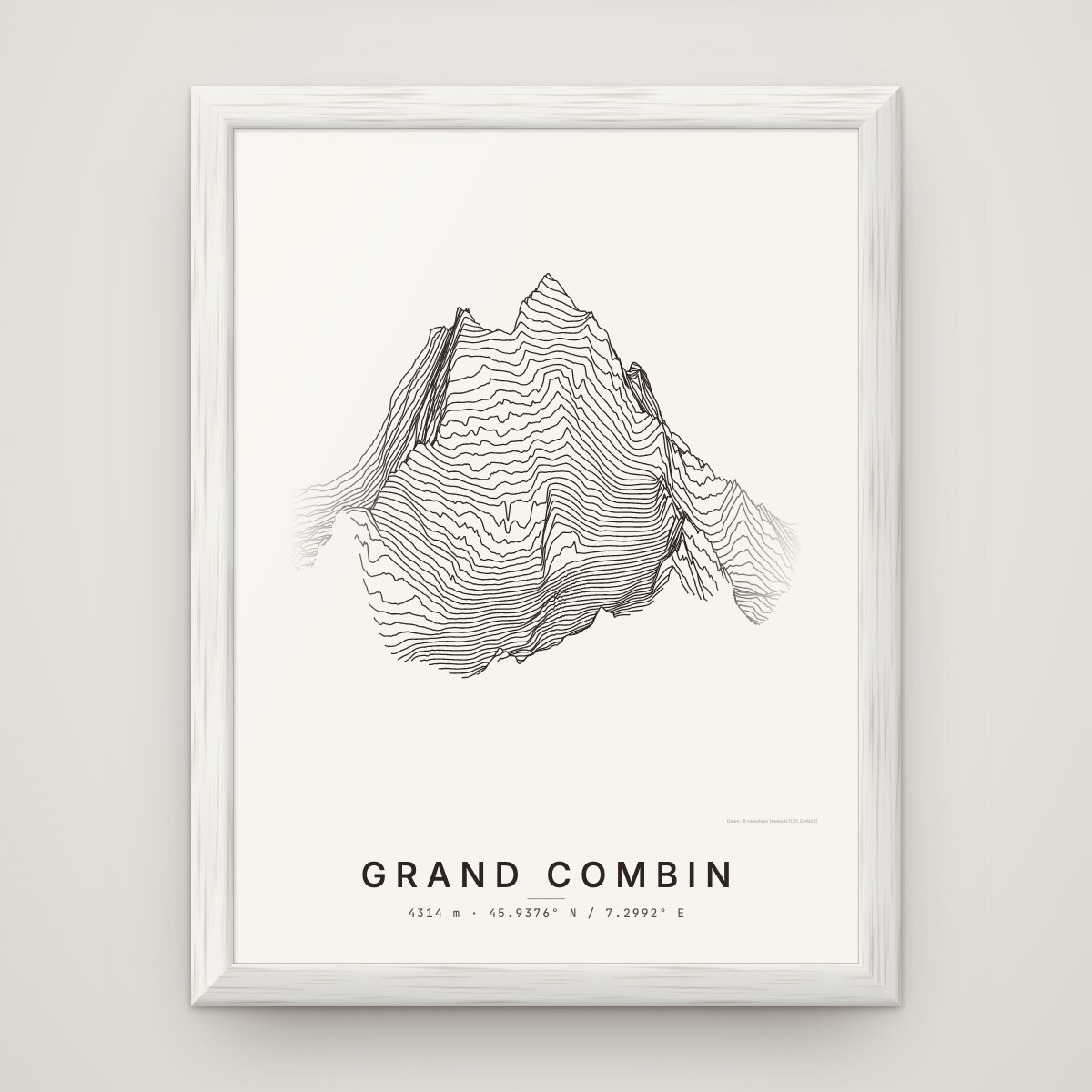 Grand Combin Poster im Rahmen Weiss an der Wand