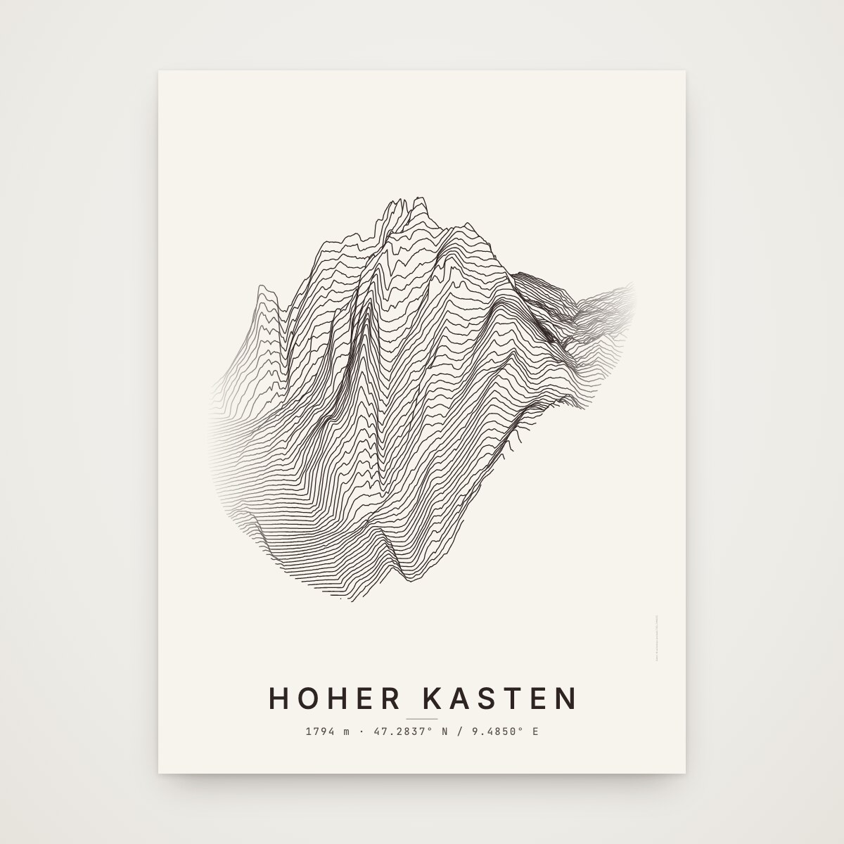 Hoher Kasten Poster ohne Rahmen an der Wand