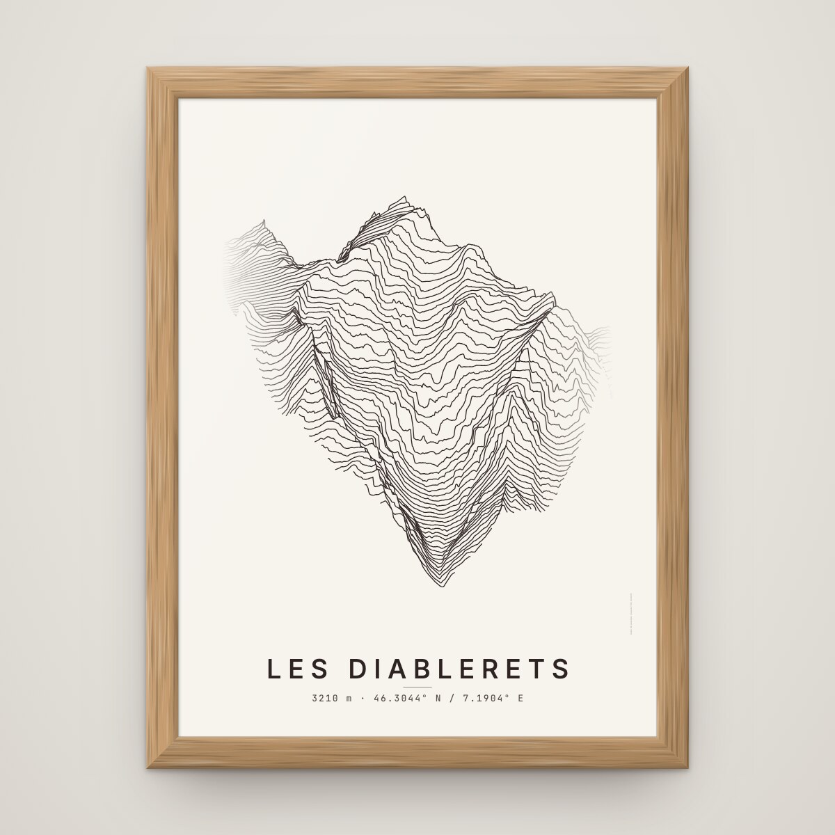 Les Diablerets Poster im Rahmen Eiche an der Wand