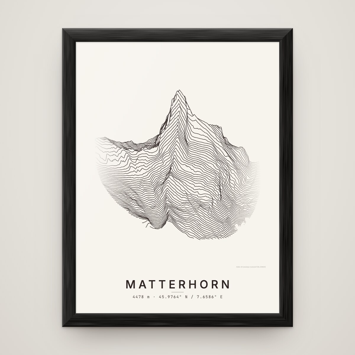 Matterhorn Poster im Rahmen Schwarz an der Wand