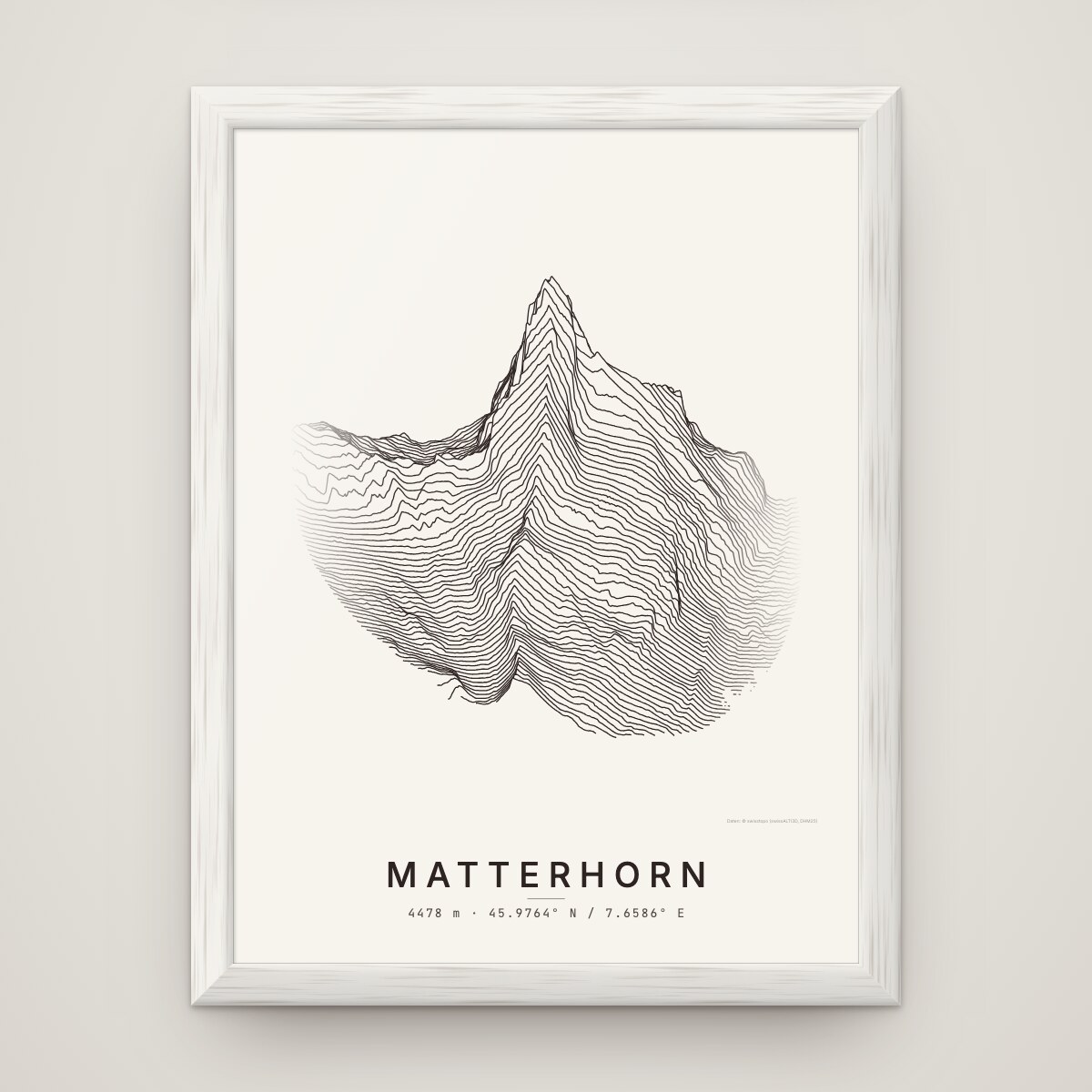 Matterhorn Poster im Rahmen Weiss an der Wand