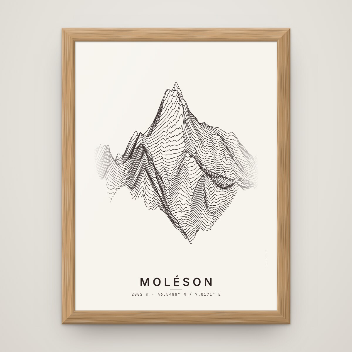 Moléson Poster im Rahmen Eiche an der Wand