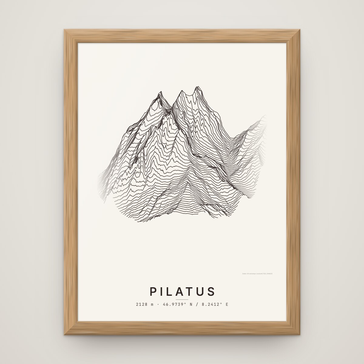 Pilatus Poster im Rahmen Eiche an der Wand