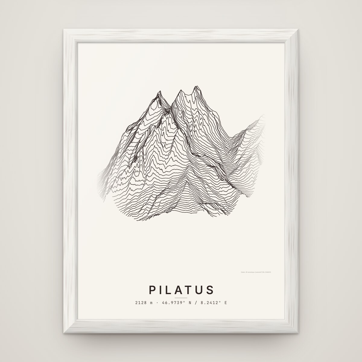 Pilatus Poster im Rahmen Weiss an der Wand