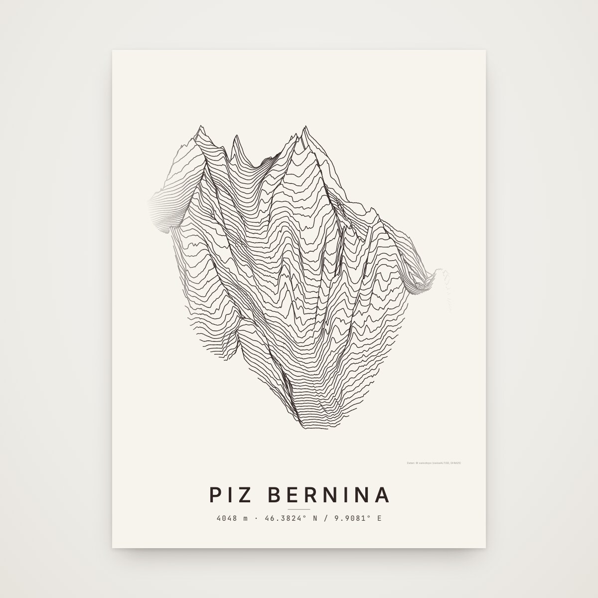 Piz Bernina Poster ohne Rahmen an der Wand