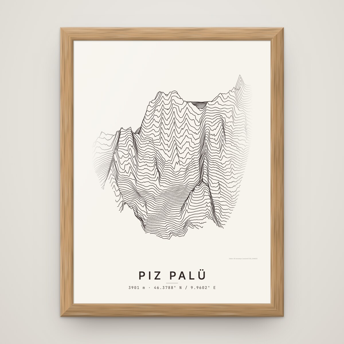 Piz Palü Poster im Rahmen Eiche an der Wand