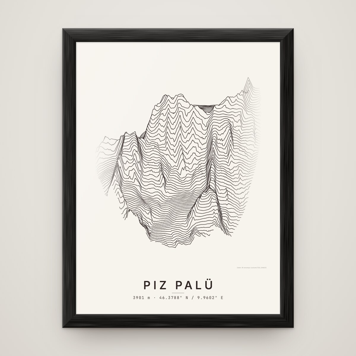 Piz Palü Poster im Rahmen Schwarz an der Wand