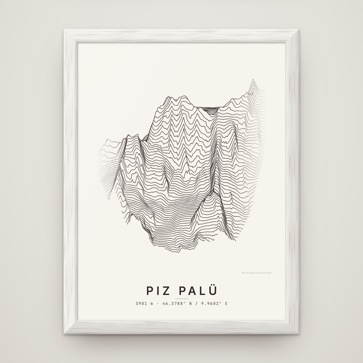 Piz Palü Poster im Rahmen Weiss an der Wand
