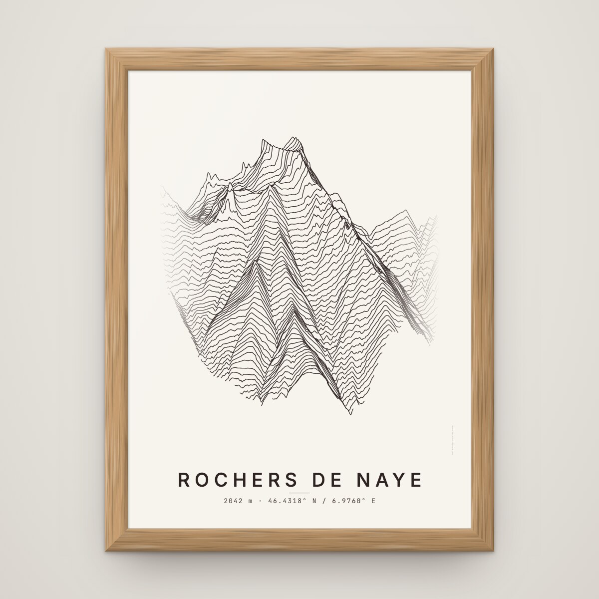 Rochers de Naye Poster im Rahmen Eiche an der Wand