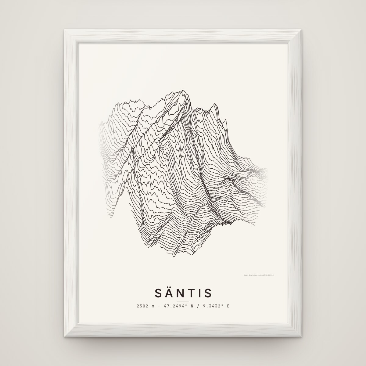 Säntis Poster im Rahmen Weiss an der Wand
