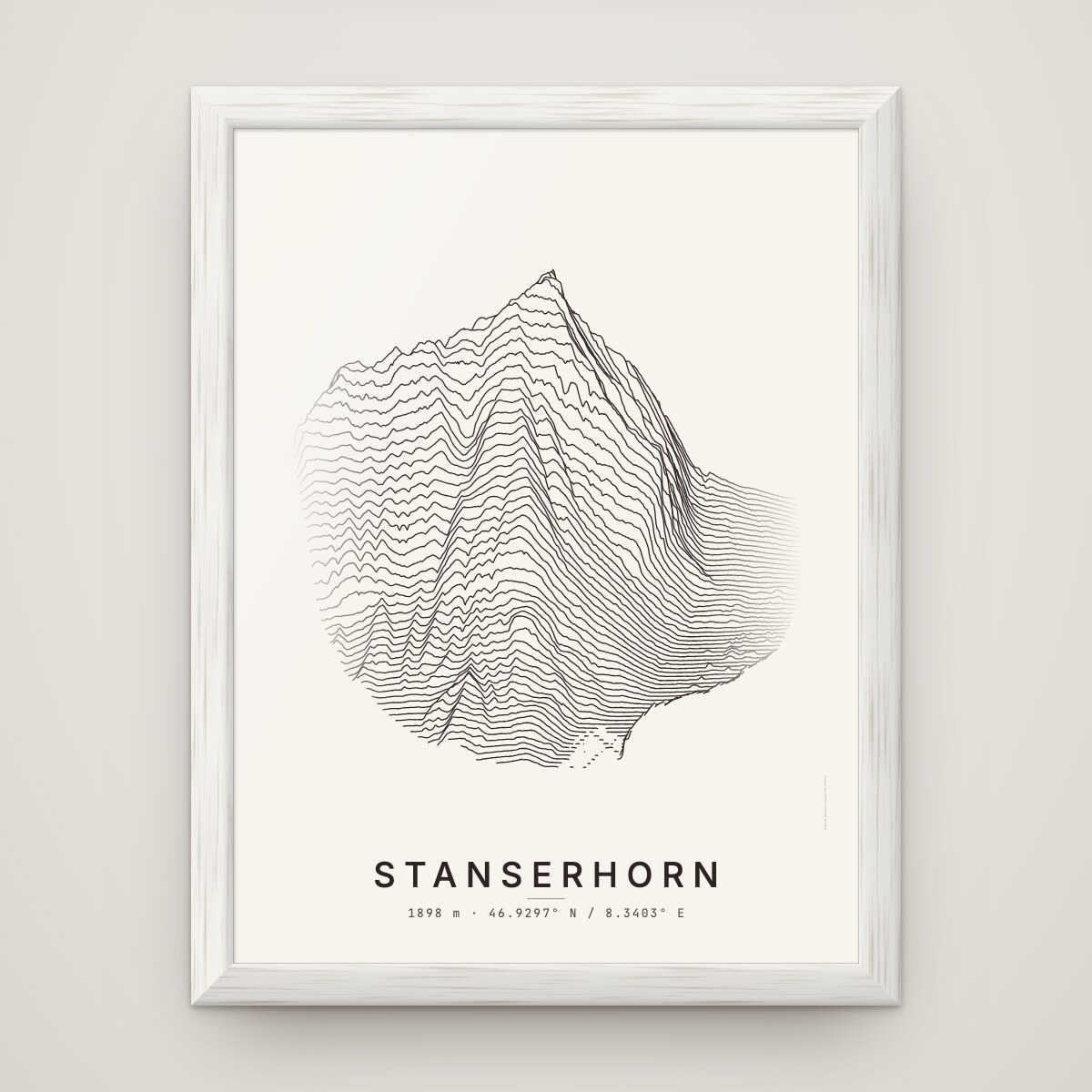 Stanserhorn Poster im Rahmen Weiss an der Wand