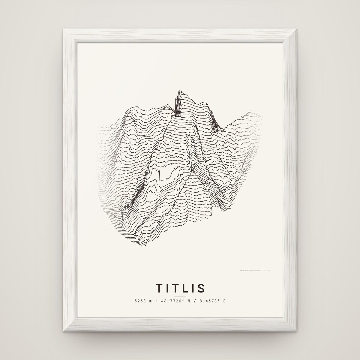Titlis Poster im Rahmen Weiss an der Wand