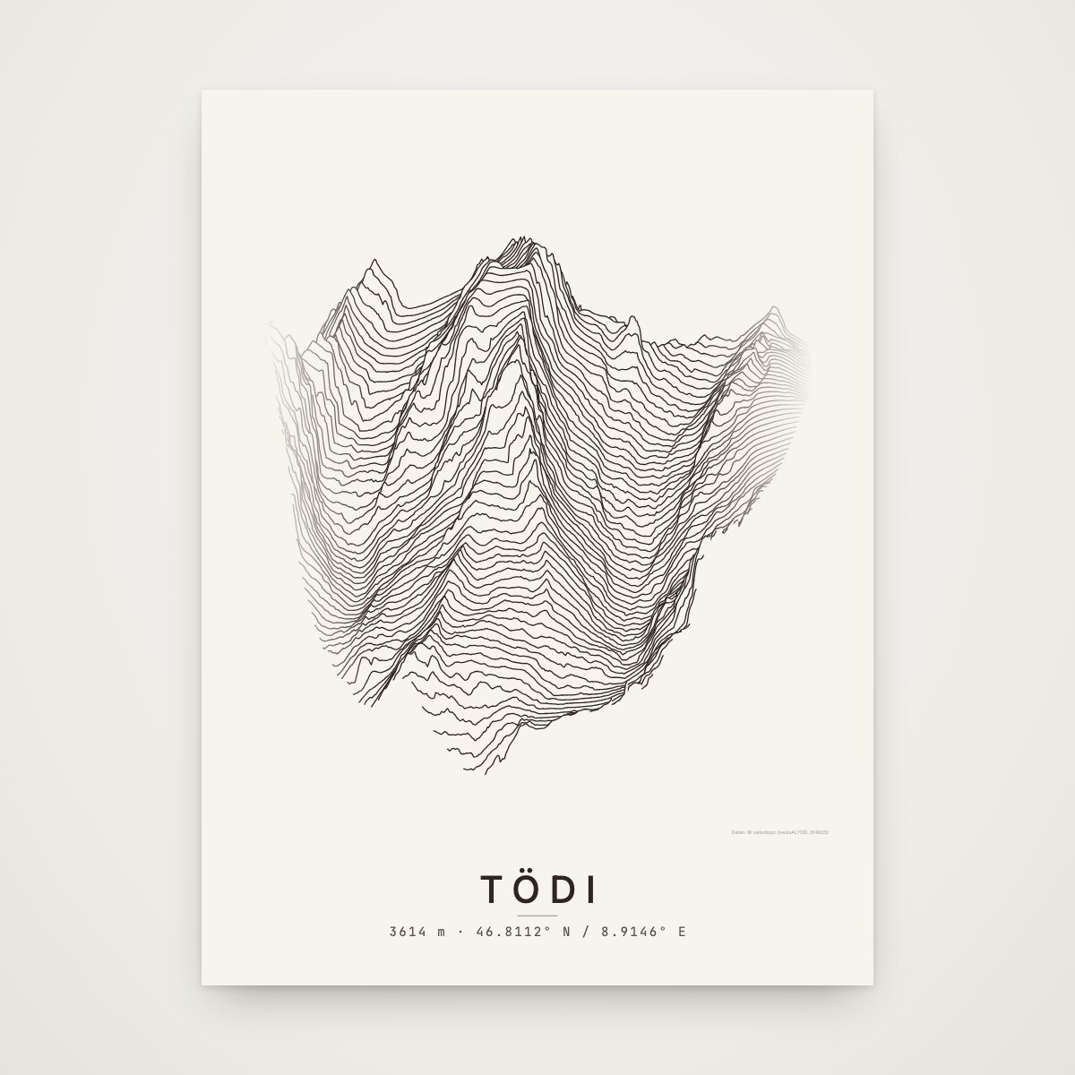 Tödi Poster ohne Rahmen an der Wand