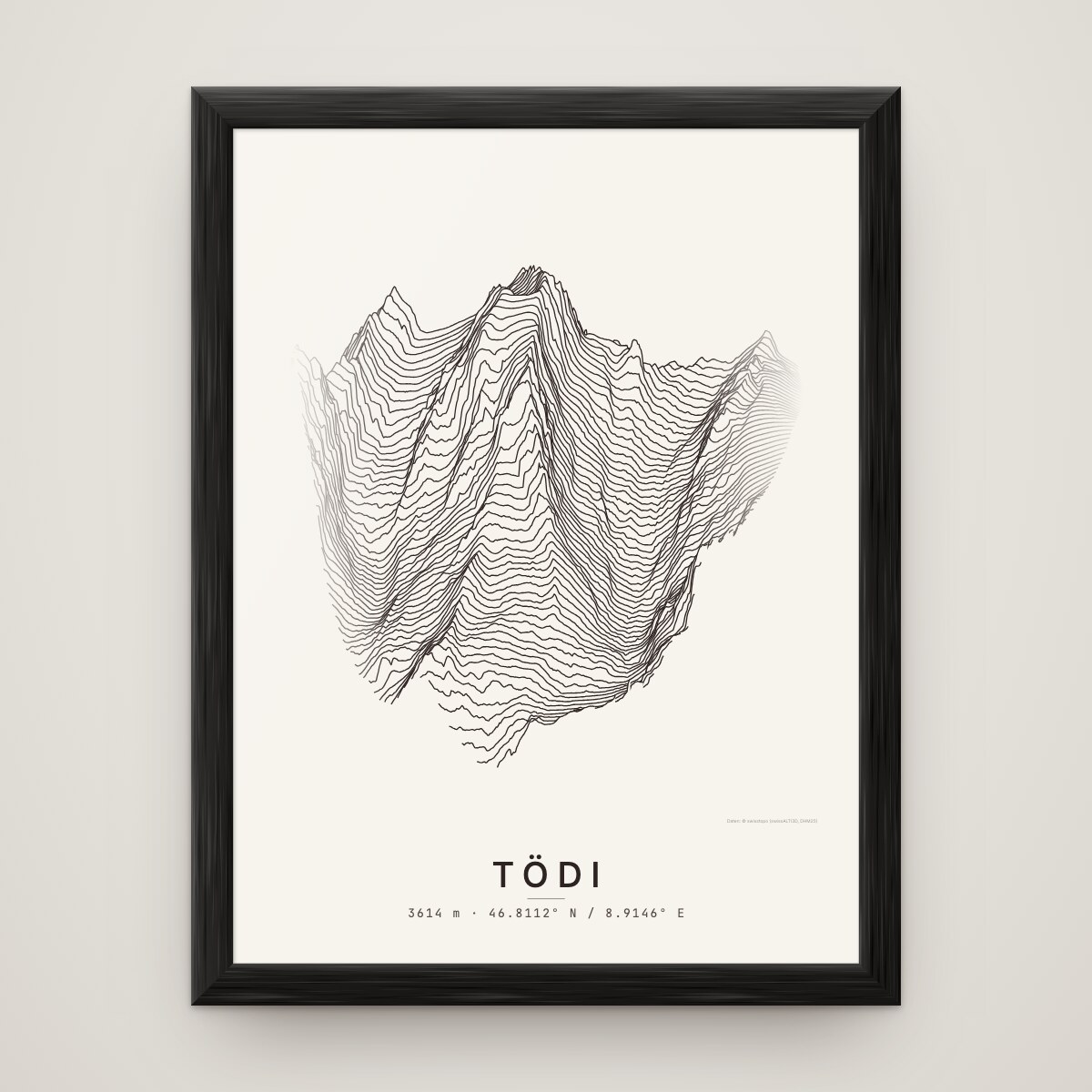 Tödi Poster im Rahmen Schwarz an der Wand