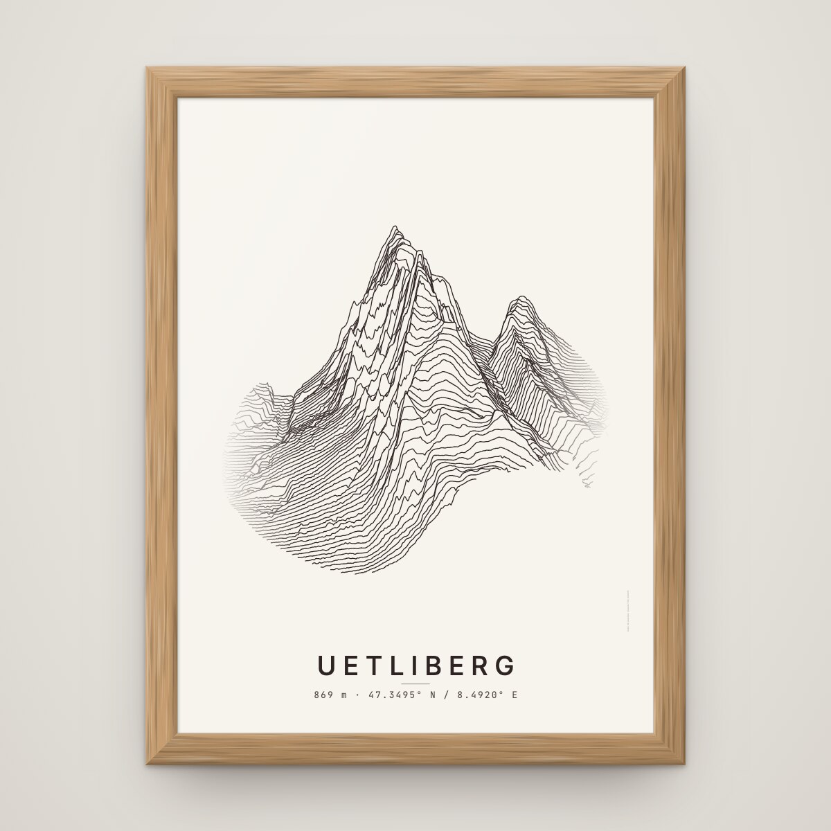 Uetliberg Poster im Rahmen Eiche an der Wand