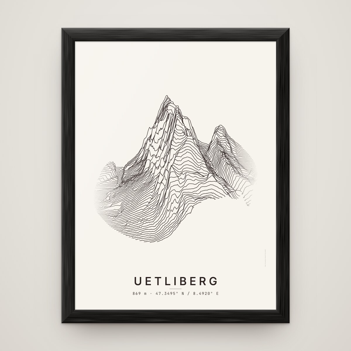 Uetliberg Poster im Rahmen Schwarz an der Wand