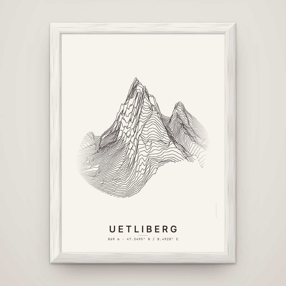 Uetliberg Poster im Rahmen Weiss an der Wand