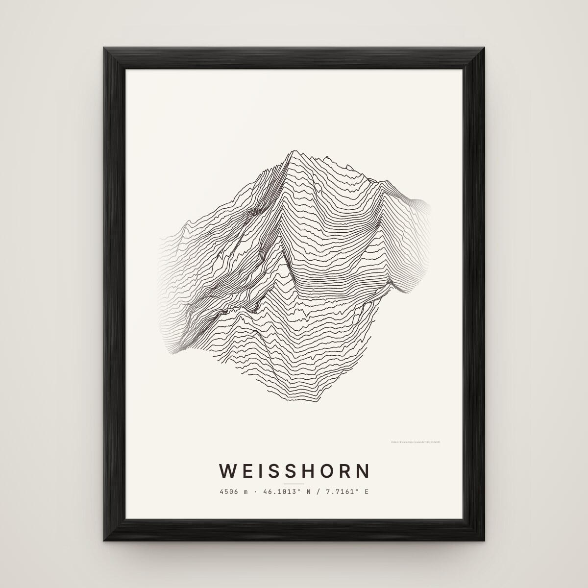 Weisshorn Poster im Rahmen Schwarz an der Wand