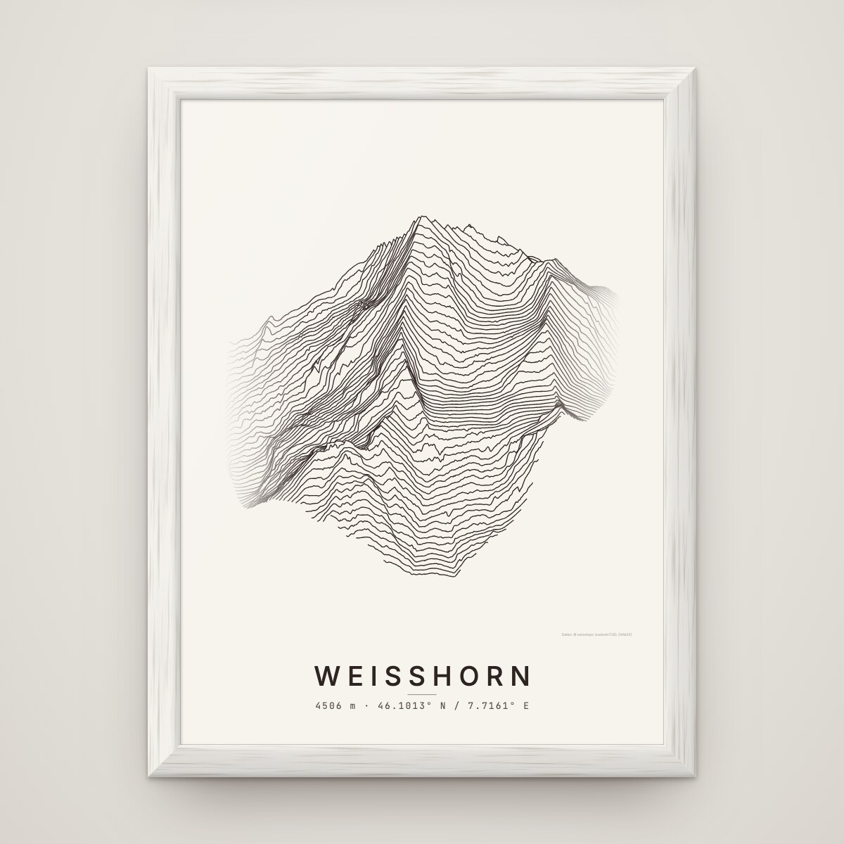 Weisshorn Poster im Rahmen Weiss an der Wand