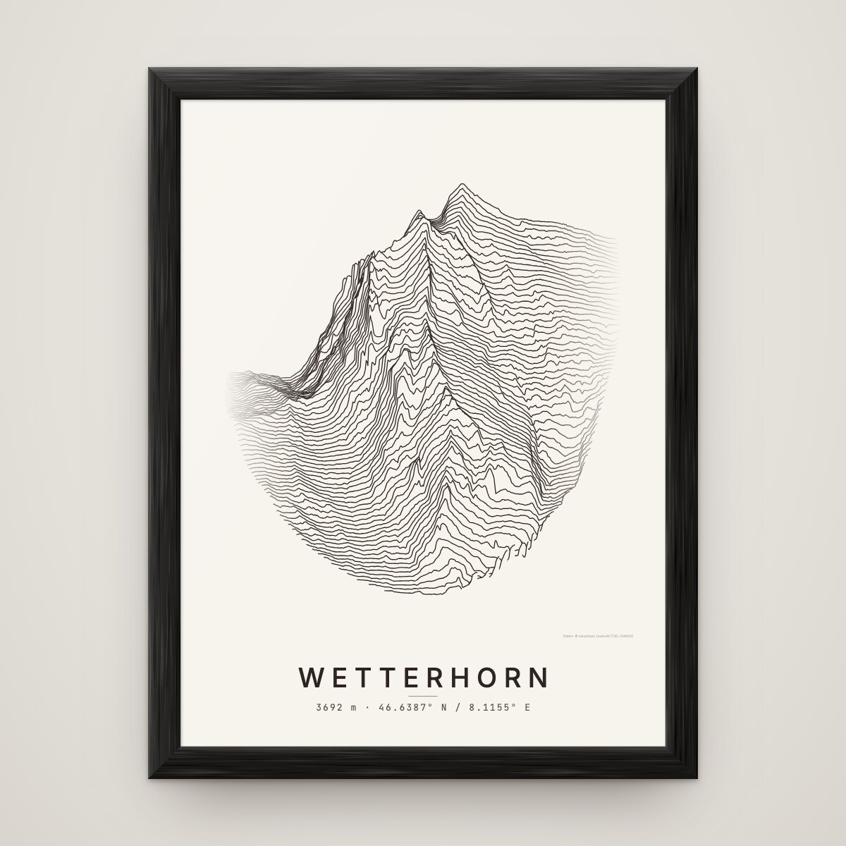 Wetterhorn Poster im Rahmen Schwarz an der Wand