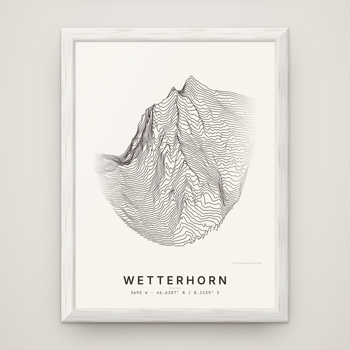 Wetterhorn Poster im Rahmen Weiss an der Wand