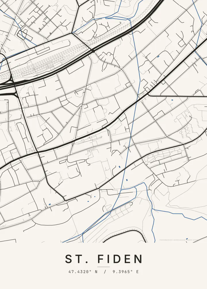 Kartenposter St. Fiden, St. Gallen (Quartiergruppe St. Fiden)